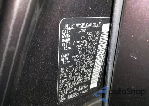 2009 Nissan Cube 1.8S z USA, uszkodzony, nr VIN JN8AZ28R99T100171